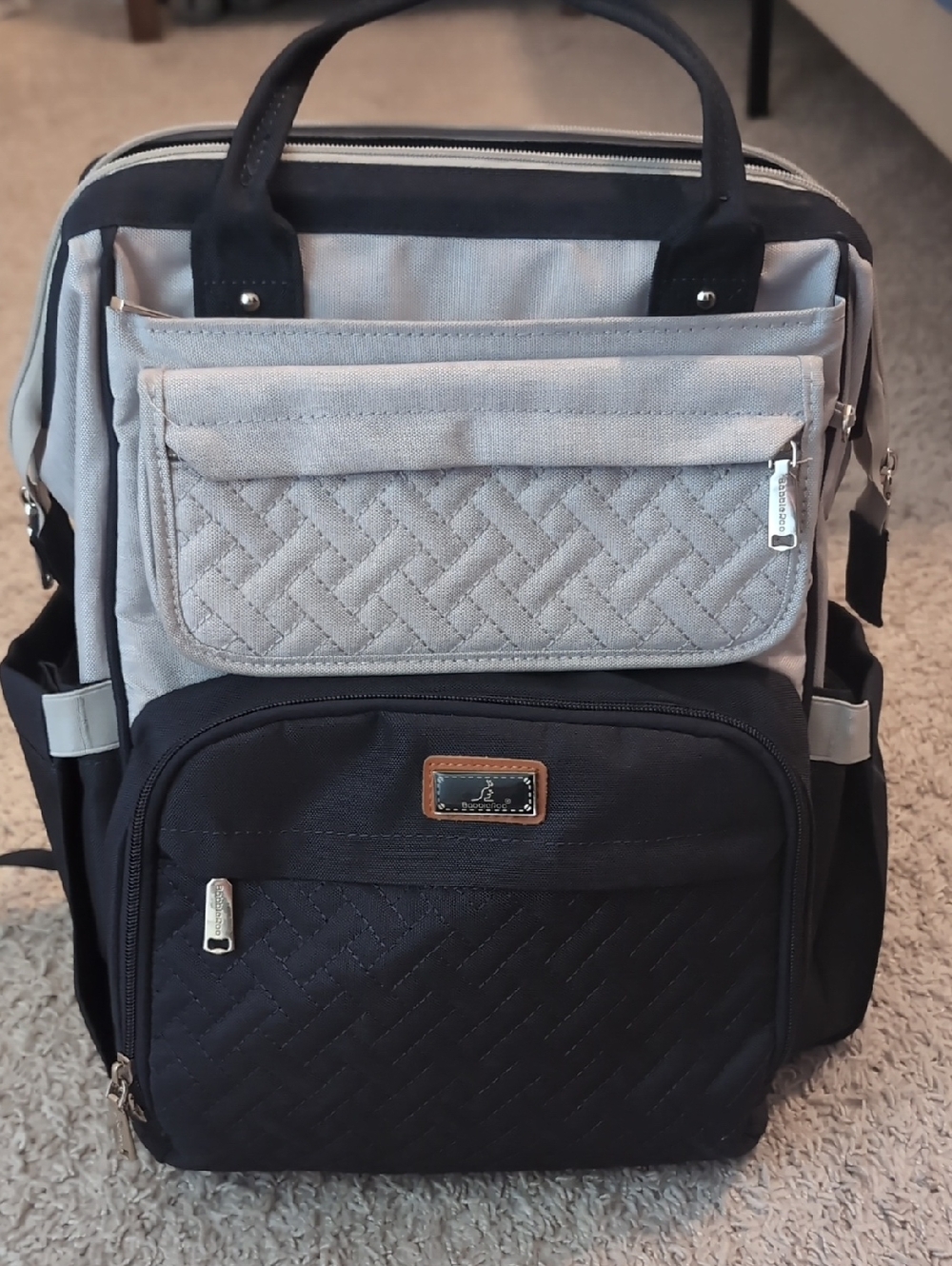 BabbleRoo Blue and Gray Diaper Backpack Tote